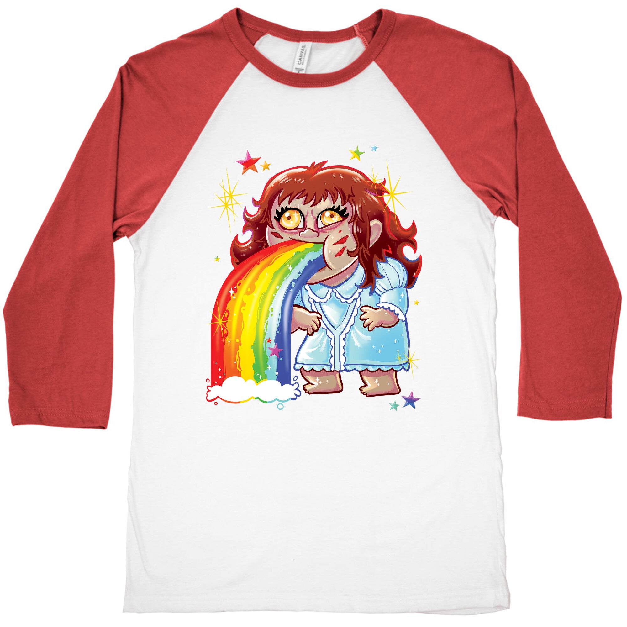 90's Rainbow Barfing Exorcist Baseball Tee